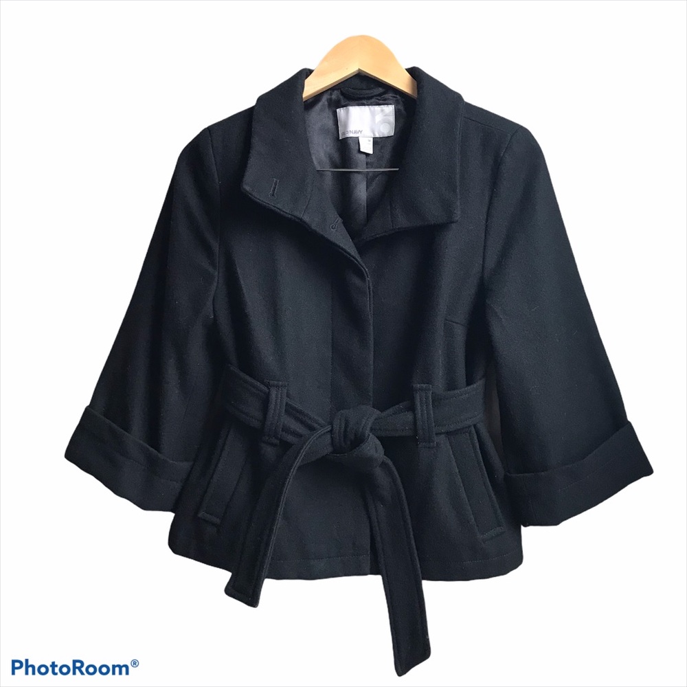 Old Navy Black Wool Blend Pea Coat